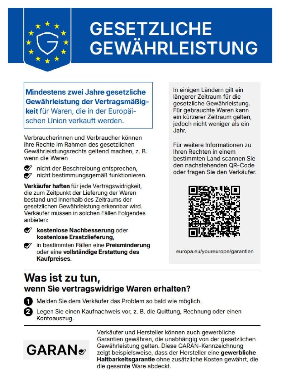 Gesetzliche Gewährleistung